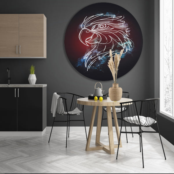 Dynamische Abstracte Adelaar in Kleur aluminium muurcirkel