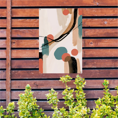 Abstract Japandi stijl schilderij met kleuren tuinposter