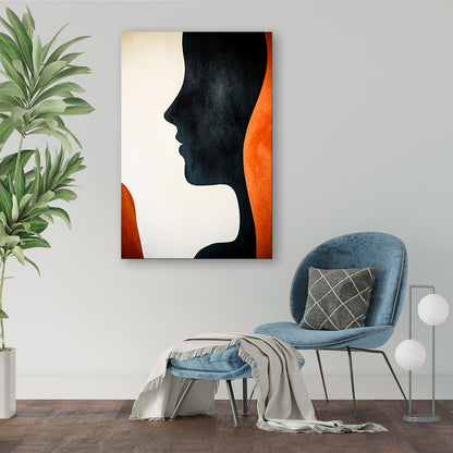 Abstract portret met kleurvlakken canvas