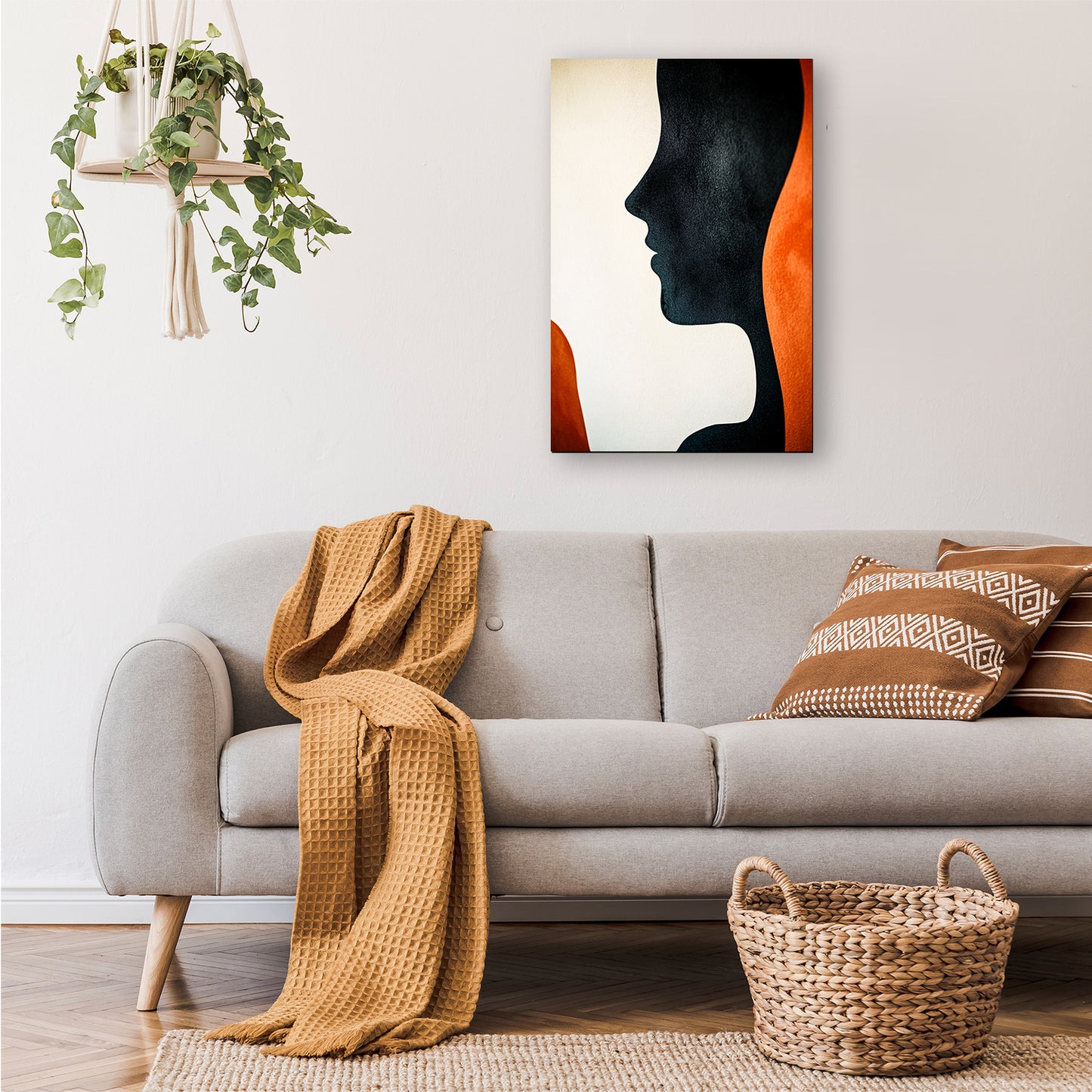 Abstract portret met kleurvlakken canvas