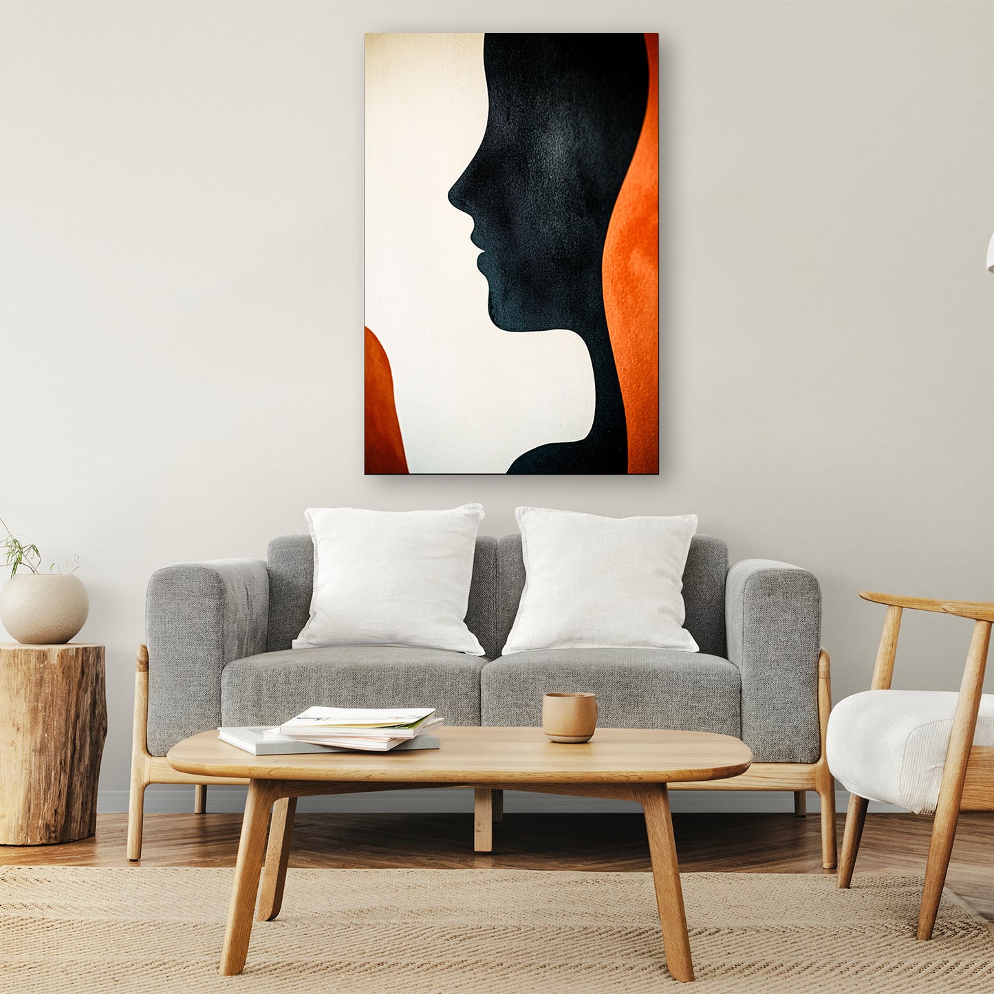 Abstract portret met kleurvlakken canvas