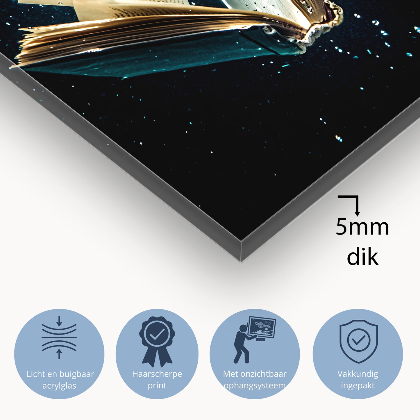 Dromerige boeken onder water acrylglas