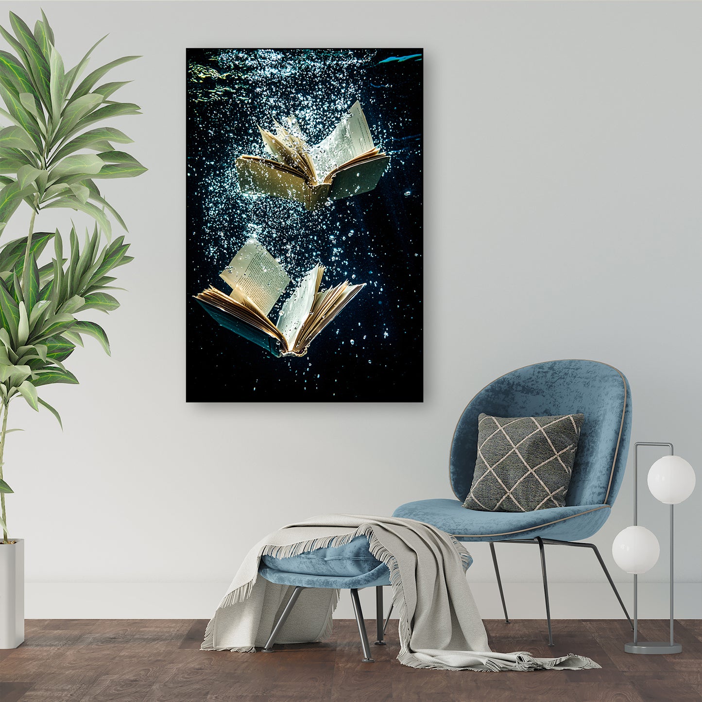 Dromerige boeken onder water canvas