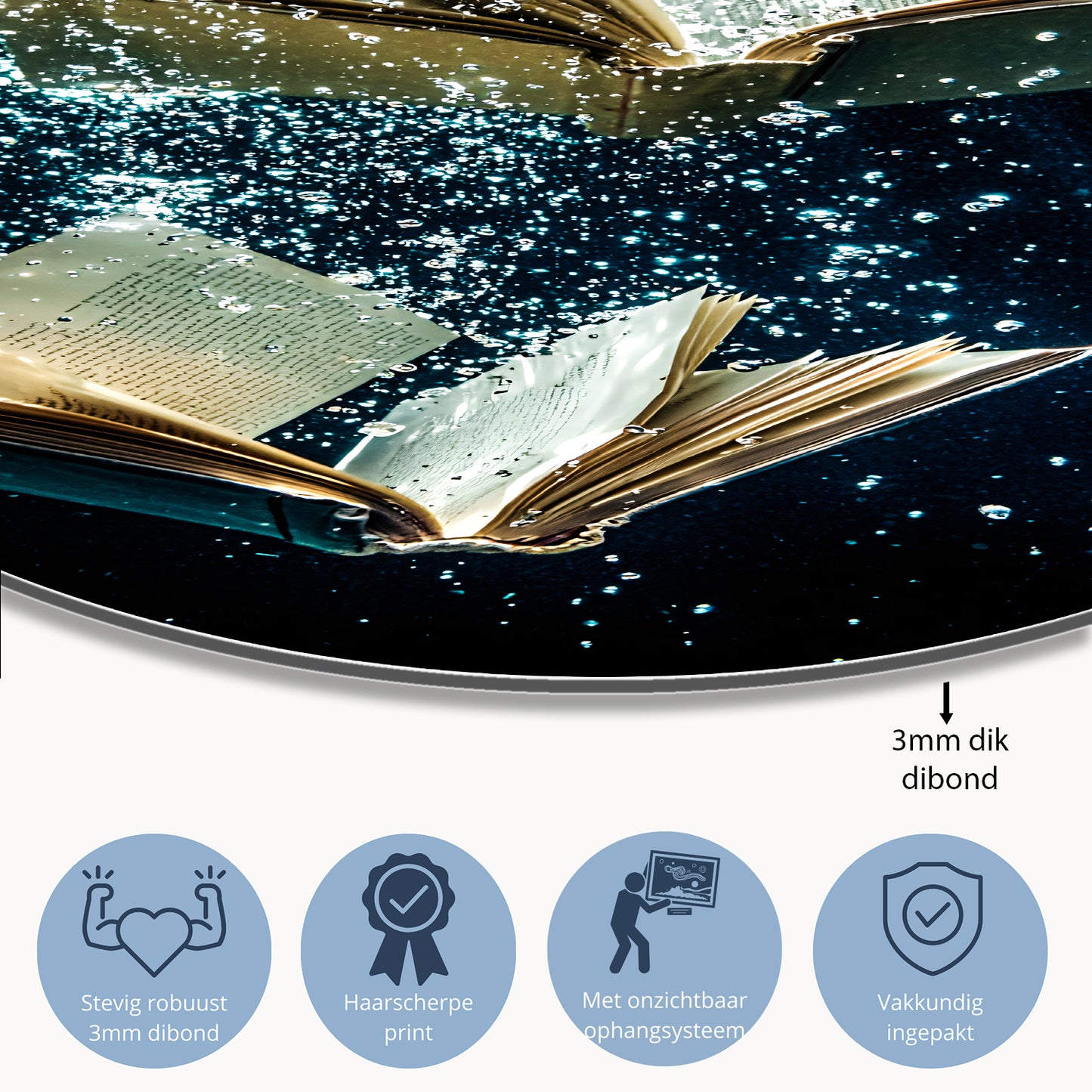 Dromerige boeken onder water muurcirkel aluminium