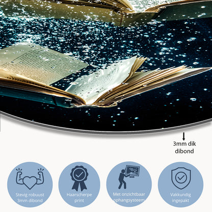 Dromerige boeken onder water muurcirkel aluminium
