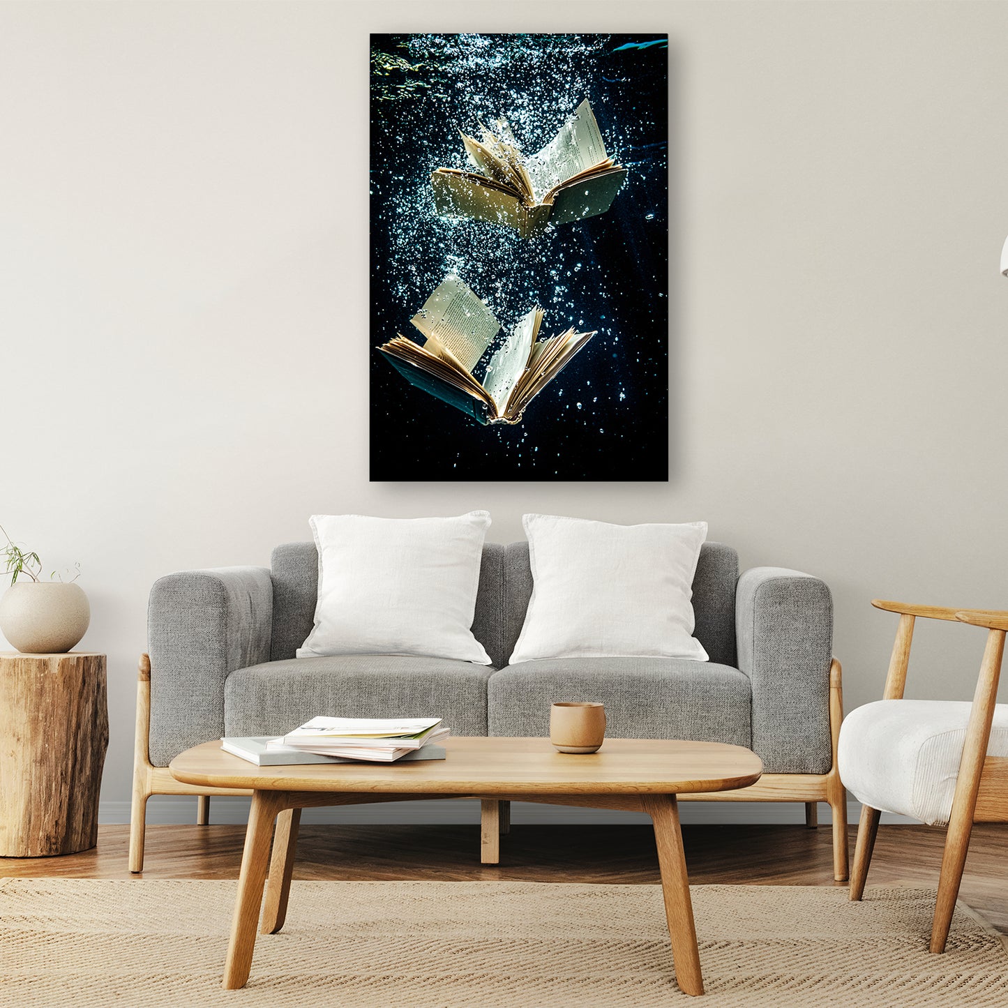Dromerige boeken onder water poster