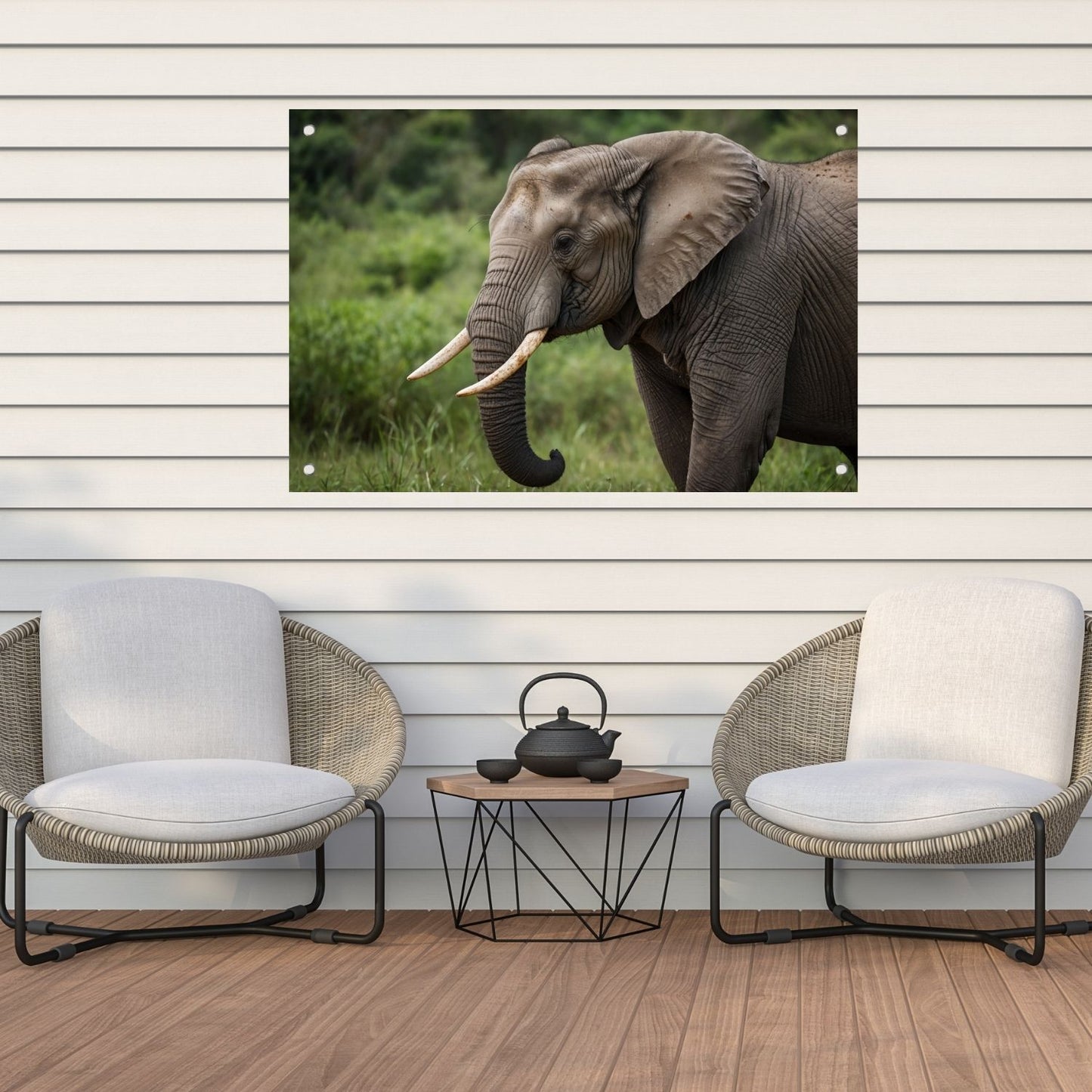 Prachtige olifant in natuurlijke habitat tuinposter