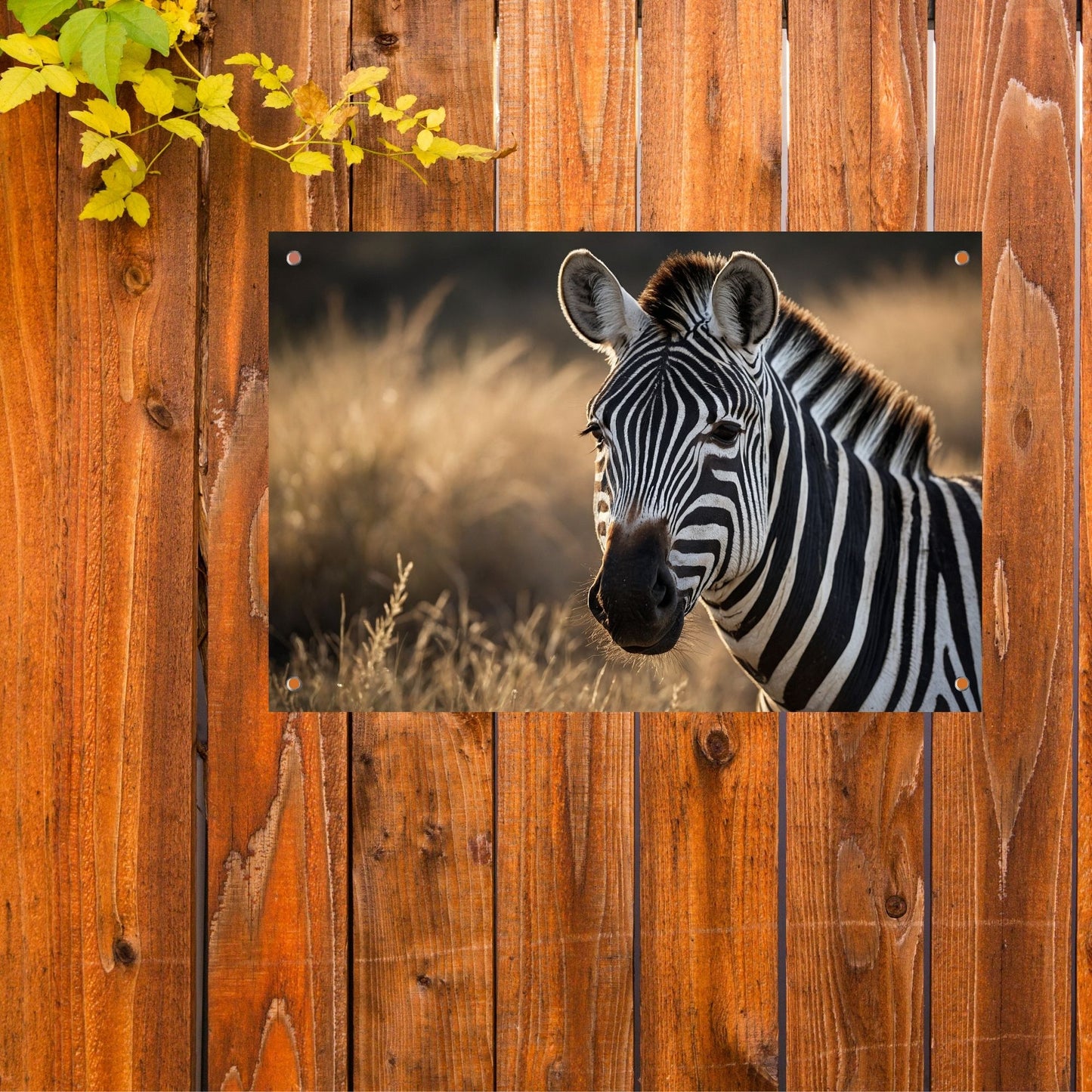 Zebra bij zonsondergang in het wild tuinposter