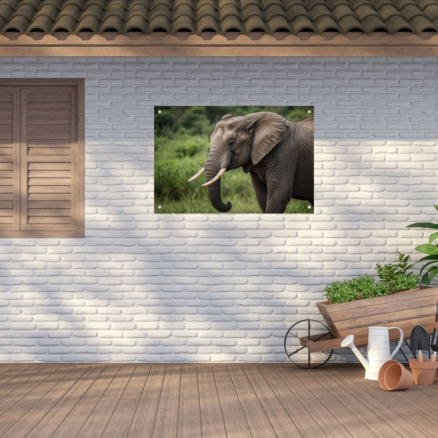 Prachtige olifant in natuurlijke habitat tuinposter