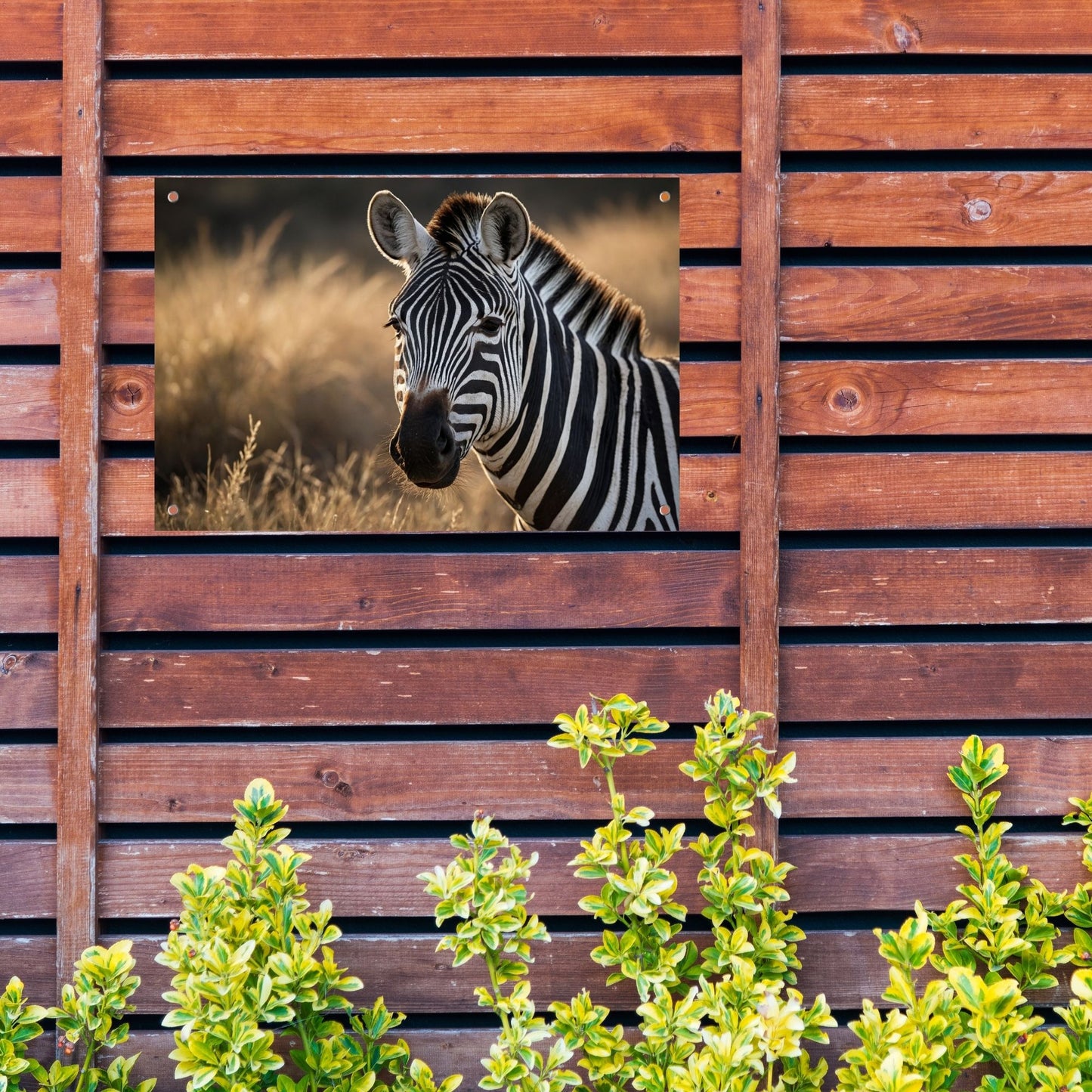 Zebra bij zonsondergang in het wild tuinposter