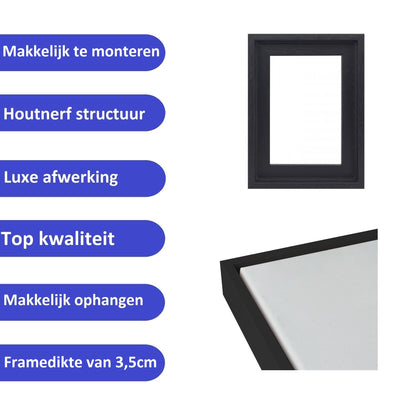 Minimalistische zwart-wit lavendel tekening canvas met baklijst